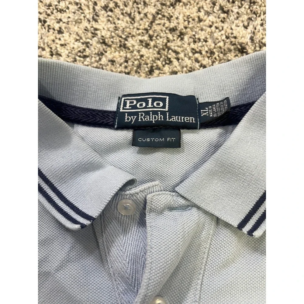 Polo Ralph Lauren Mens XL Light Blue Big Pony Custom Fit Short Sleeve Polo Shirt